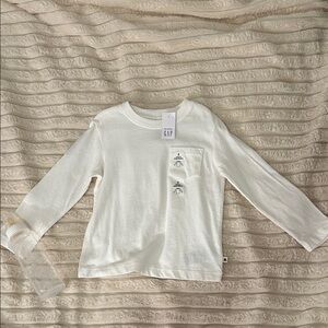 GAP Kids White Long Sleeve Tee with Penguin Pocket